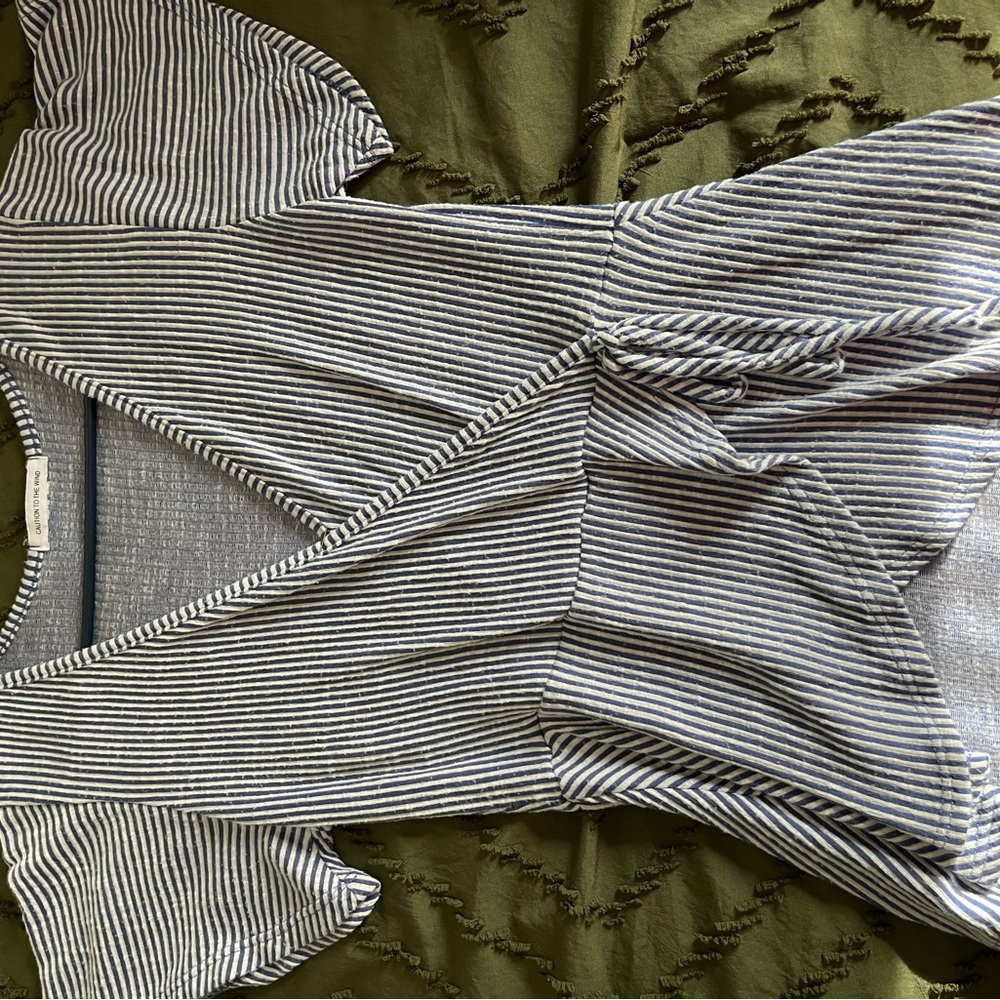 Caution To The Wind Black and White Striped Blouse